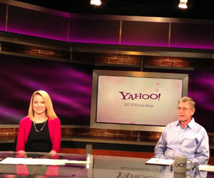 Marissa Mayer, CEO de Yahoo, durante la videoconferencia de resultados de Q2FY13