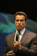 Arnold Schwarzenegger durante su discurso en CeBIT